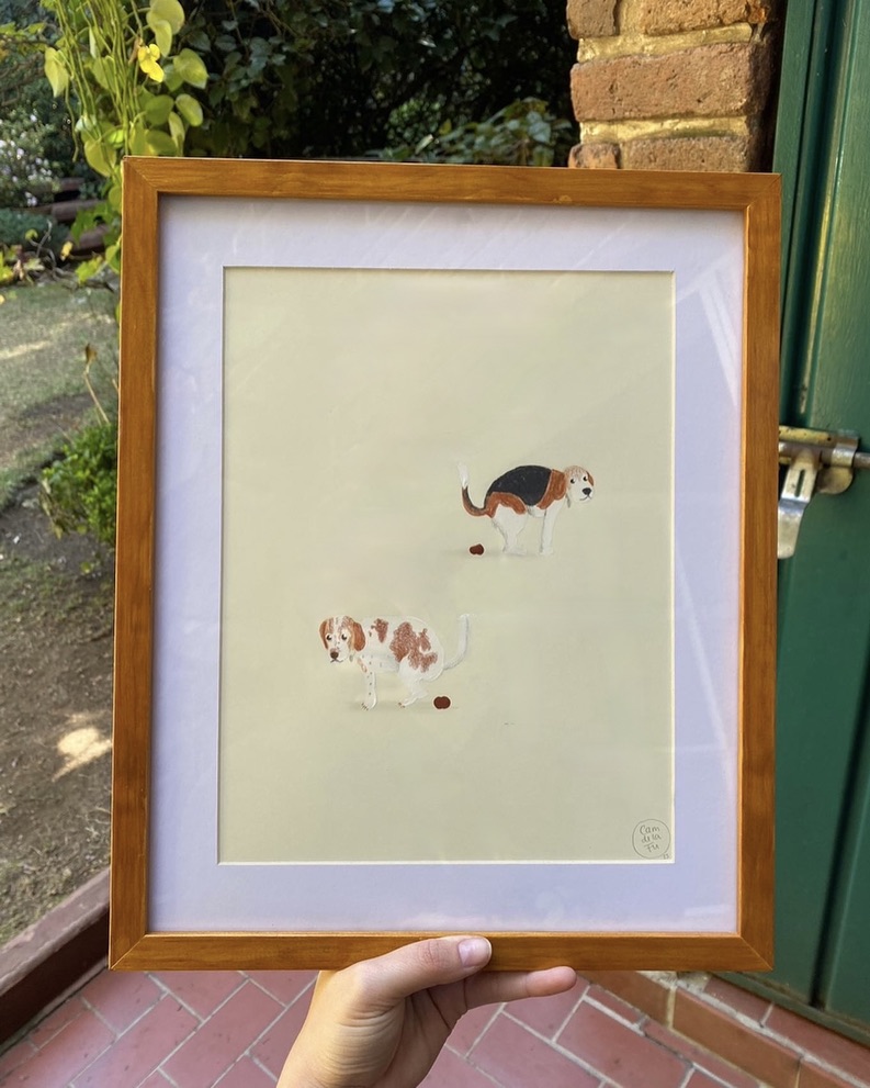 Retrato enmarcado de dos perros, pintado por Camdelafu