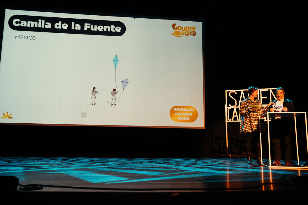 Primer lugar: Concurso de caricaturas Golden Hat — ilustración de Camdelafu