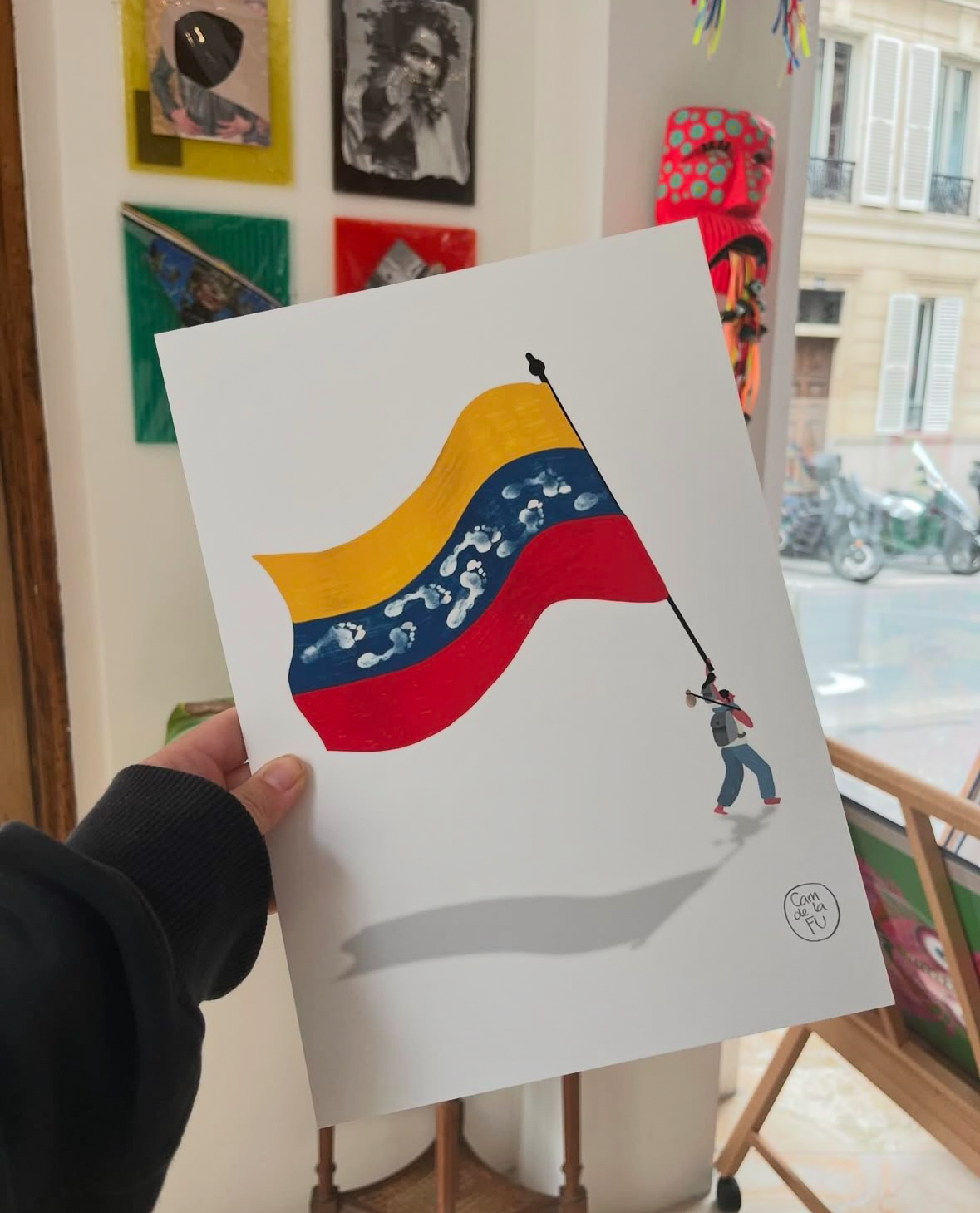 Camdelafu en la galería Artivistas en París, detalle 1 — ilustración de Camdelafu