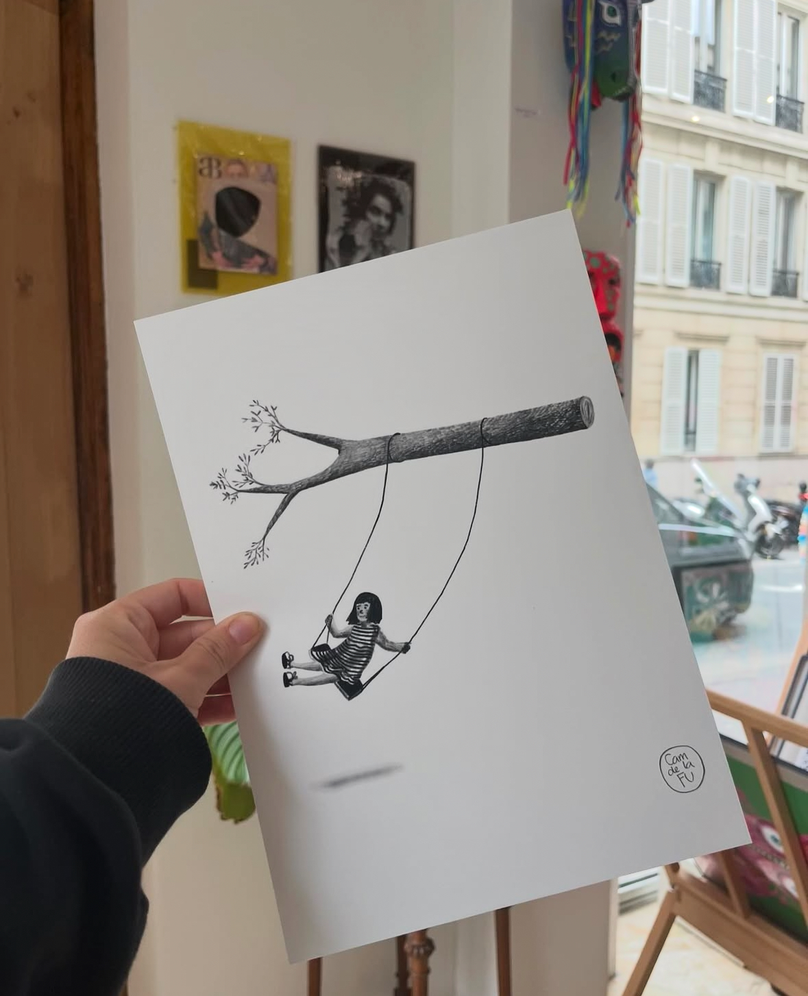 Camdelafu en la galería Artivistas en París, detalle 2 — ilustración de Camdelafu