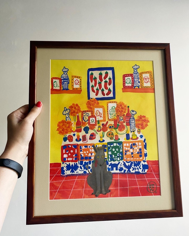 Exposición Homie en la galería Fábrica La Aurora en San Miguel de Allende, detalle 8 — ilustración de Camdelafu