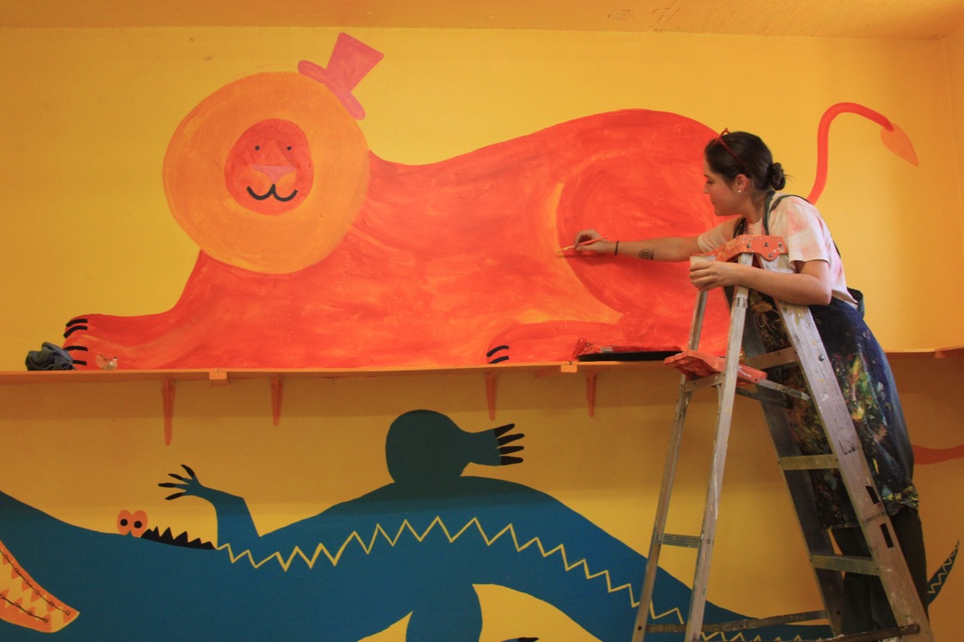 Mural en la cárcel de mujeres en Neza junto a Reinserta — ilustración de Camdelafu