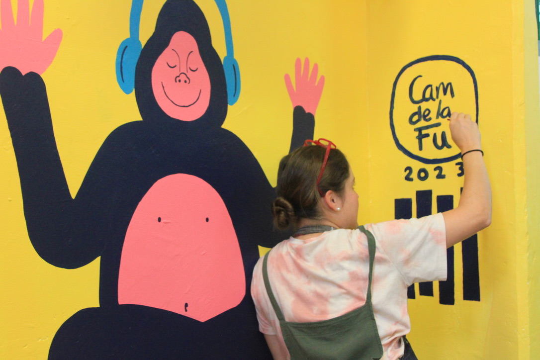 Mural en la cárcel de mujeres en Neza junto a Reinserta, detalle 1 — ilustración de Camdelafu
