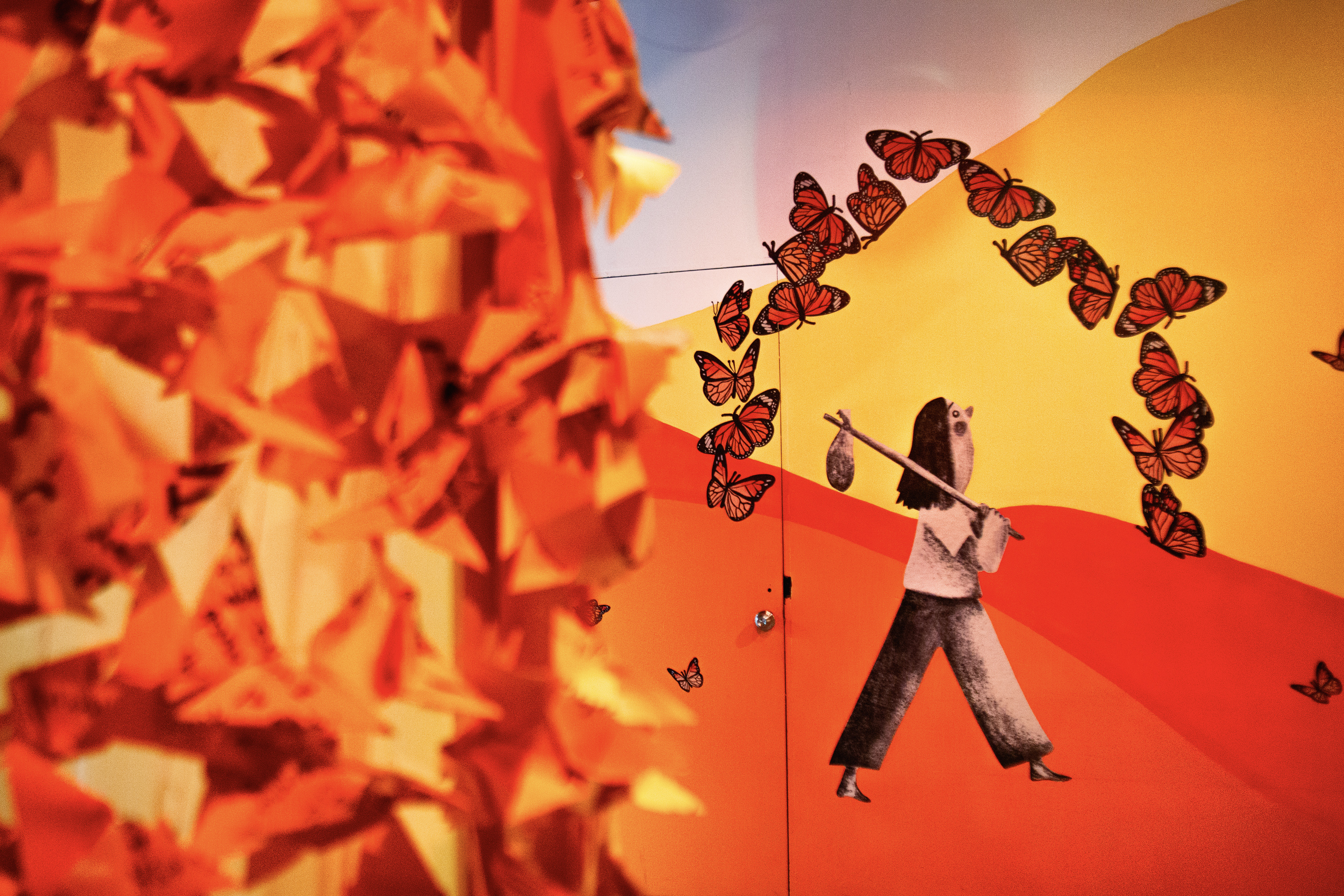 Exhibición participativa en Papalote Museo del Niño: Pequeñas Alas, Gran Impacto, detalle 7 — ilustración de Camdelafu