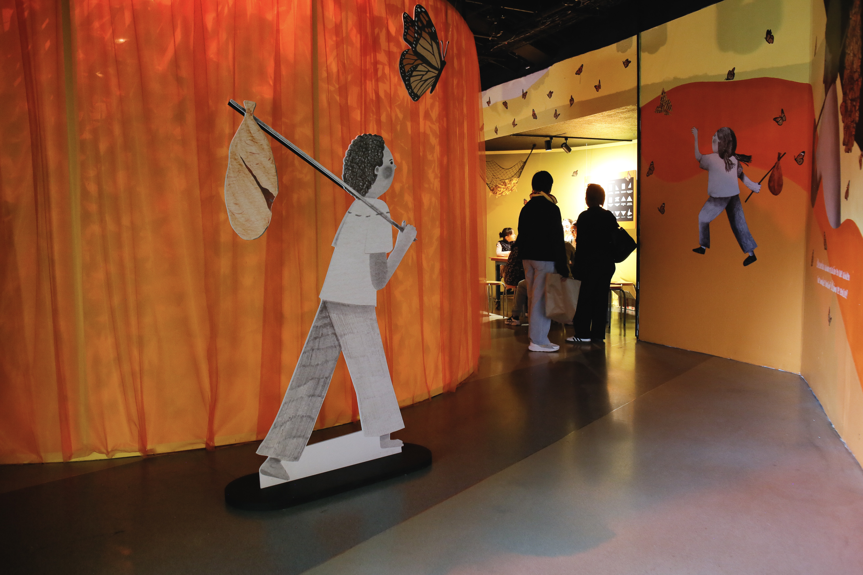 Exhibición participativa en Papalote Museo del Niño: Pequeñas Alas, Gran Impacto, detalle 14 — ilustración de Camdelafu
