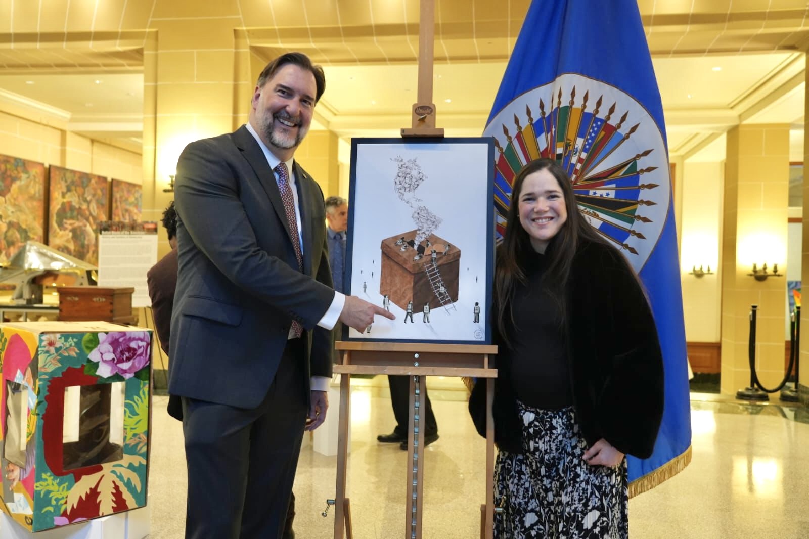Obra para la OEA: "Guardianes de la democracia" — ilustración de Camdelafu