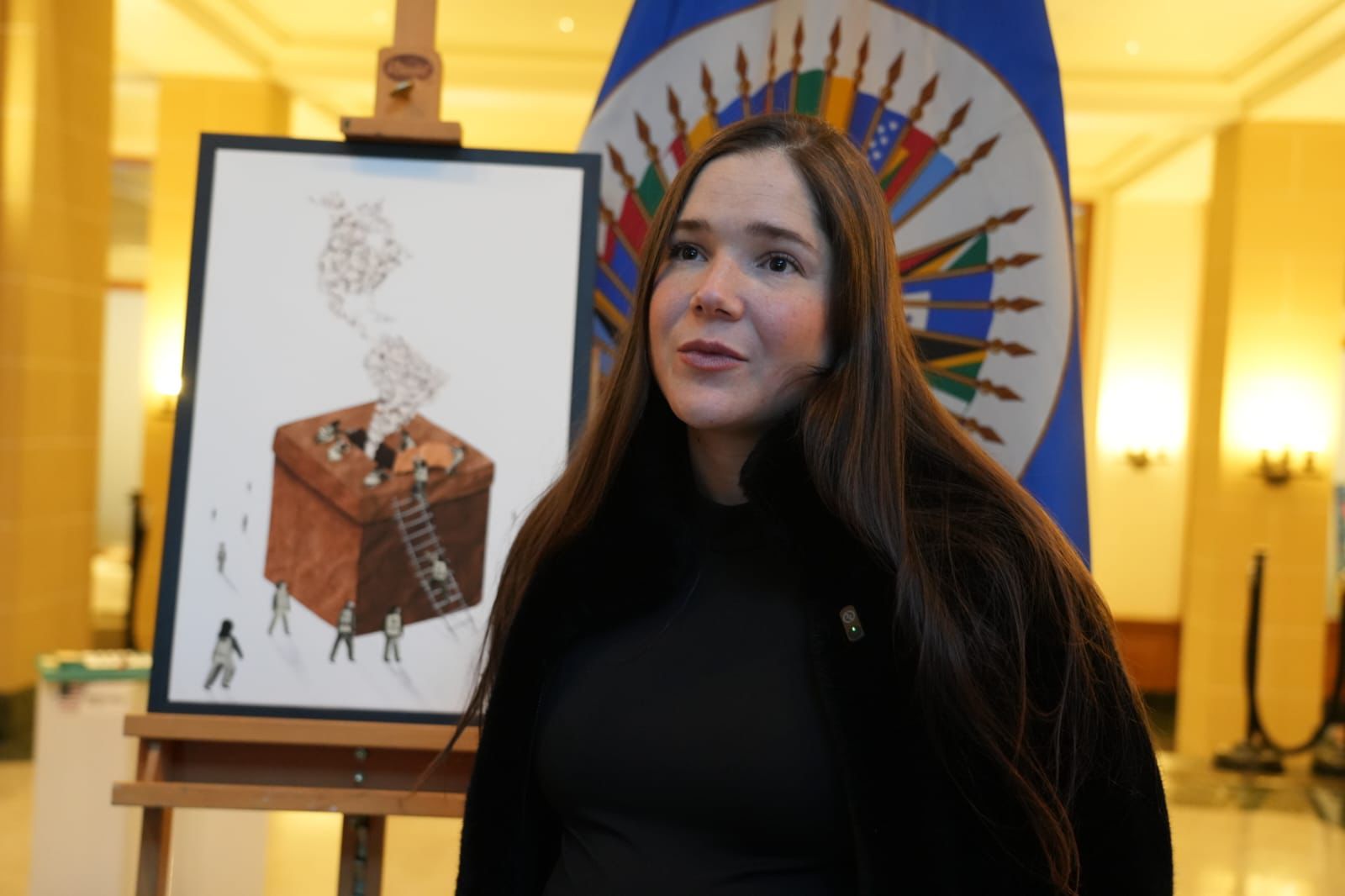 Obra para la OEA: "Guardianes de la democracia", detalle 2 — ilustración de Camdelafu